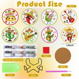 Diamond Painting Coasters Christmas DIY Set of 8 Adult Coasters with Holder, 5D Diamond Painting Children Art, Crafts Adults Creative Set Round Beginners Diamond Painting