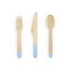 PartyDeco 18 Pastel Blue Wooden Cutlery - Dusty Blue