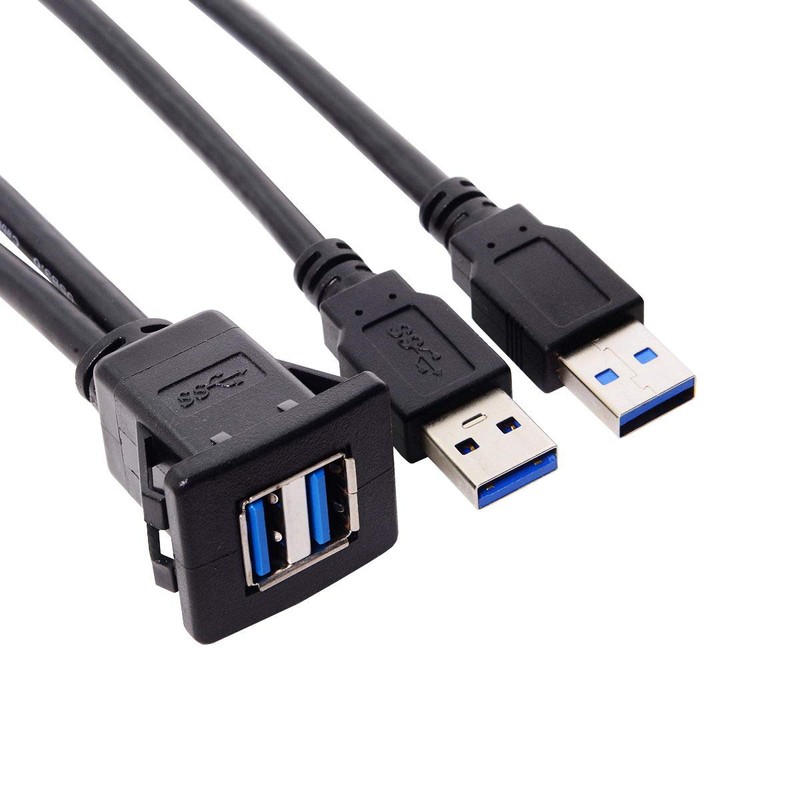 JSER 1m 防水 デュアルUSB 3.0 延長ラッチマウント 車 AUXケーブル ダッシュボードパネル用