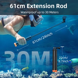 Floating Hand Grip for GoPr,Selfie Stick Floating Hand Grip Tripod Waterproof Extendable Selfie Monopod for GoPro Hero 13, 12, 11, 10, 9, 8, 7, 6, 5, 4, 3, 3,DJI OSMO,Insta360 and Most Action Camera