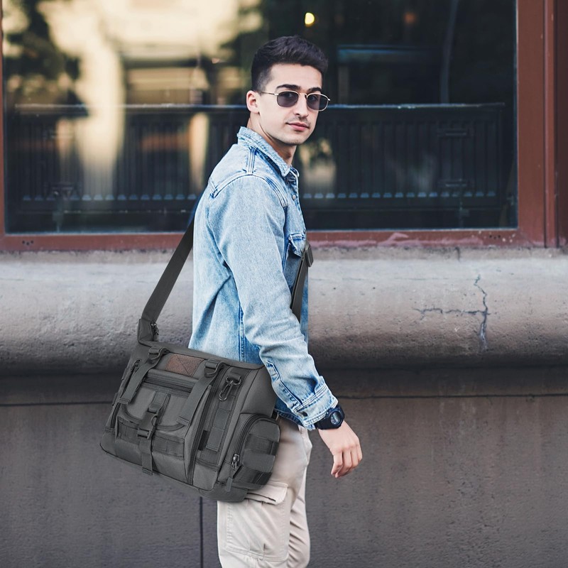 HUNTVP Tactical Crossbody Messenger Shoulder Bag Molle for Men Women
