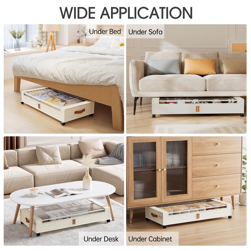 Yecaye Under Bed Storage with Wheels 2Pack, 70L Larger Capacity