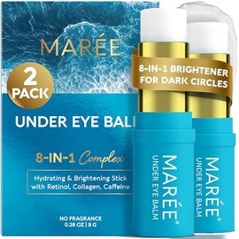 MAREE Blsamo hidratante para debajo de los ojos, paquete de 2 unidades con retinol, cafena, abrillantador para mujeres mayores, crema de colgeno para 