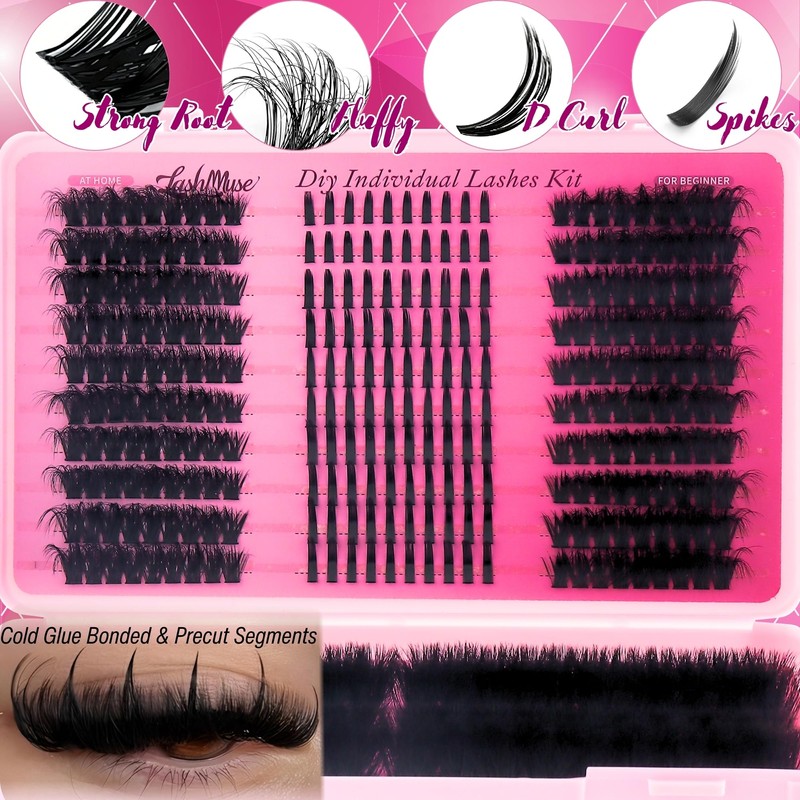 Lash Clusters Kit Spikes Left and Right 80D Fluffy Volume