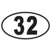 Number 32 Oval Sticker