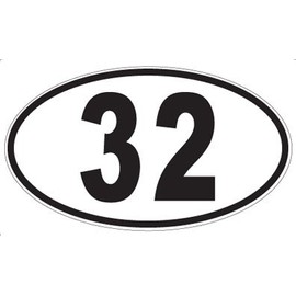 Number 32 Oval Sticker