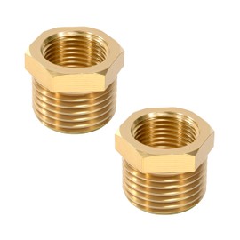 Reducer, 2 pieces 1/4 inch female thread x 1/8 inch male thread pipe fitting with brass thread, hex socket made of brass for water pipe, air, oil