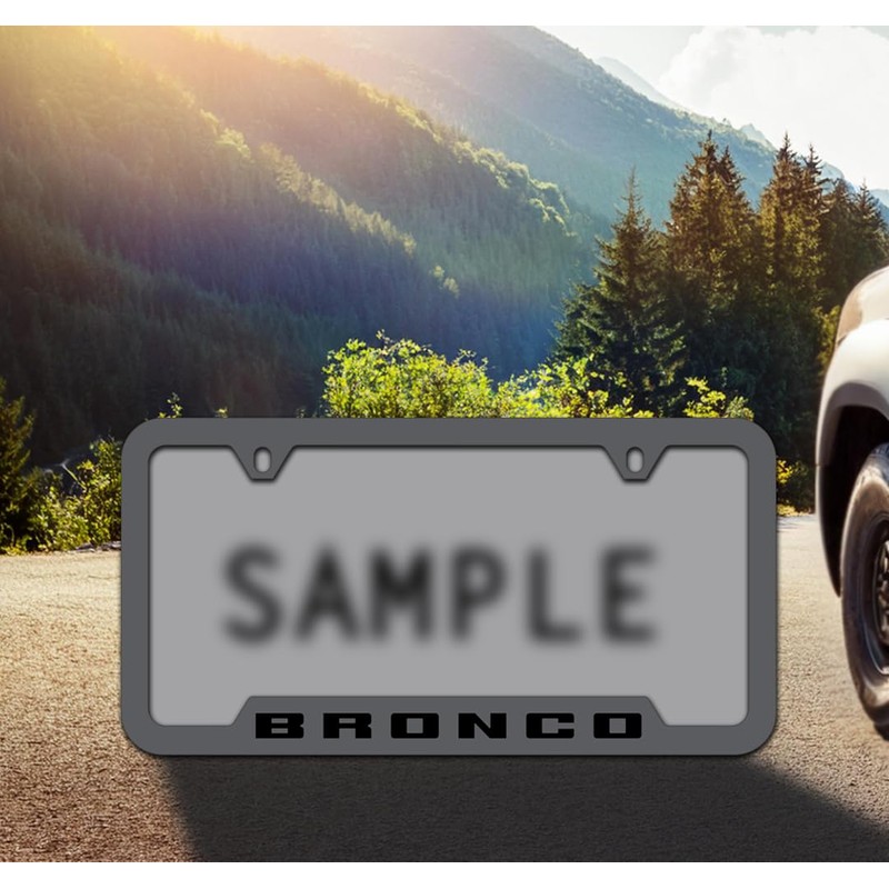 Ford Bronco Metal License Plate Frame Tag Holder - Black