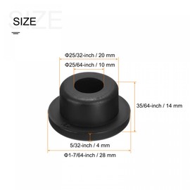 sourcing map Pack of 4 Rubber Grommet Holder Diameter 25/32 Inch (20 mm) Round T-Type for Cable Organising and Protecting