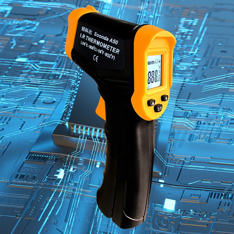 -50℃~500℃ Handheld Infrared Temperature Meter LCD Display with Backlight Non-contact