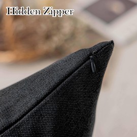 Demetex Black Outdoor Pillow Covers 18x18 Waterproof Linen Throw Pillow Covers Soft Pillow Cases for Sofa Bed and Patio Furniture, Set of 4, 18 x 18 Inch, Black