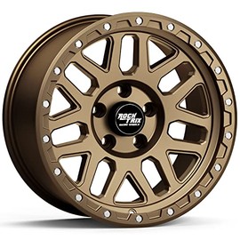 RockTrix RT110 17 inch Wheel Compatible with Jeep Wrangler JK JL 17x9 5x5 Wheels (+12mm Offset, 5.5in Backspace) 5x5 PCD, 71.5mm Bore, Bronze, Also fits Commander Grand Cherokee Gladiator JT Rims