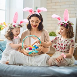 CIYIN Rabbit Ears Costume, Rabbit Ears Headband, Rabbit Tail Plush, Bow Tie, Pink Children, Rabbit Costume Children, Bunny Costume, for Easter, Carnival, Cosplay Party
