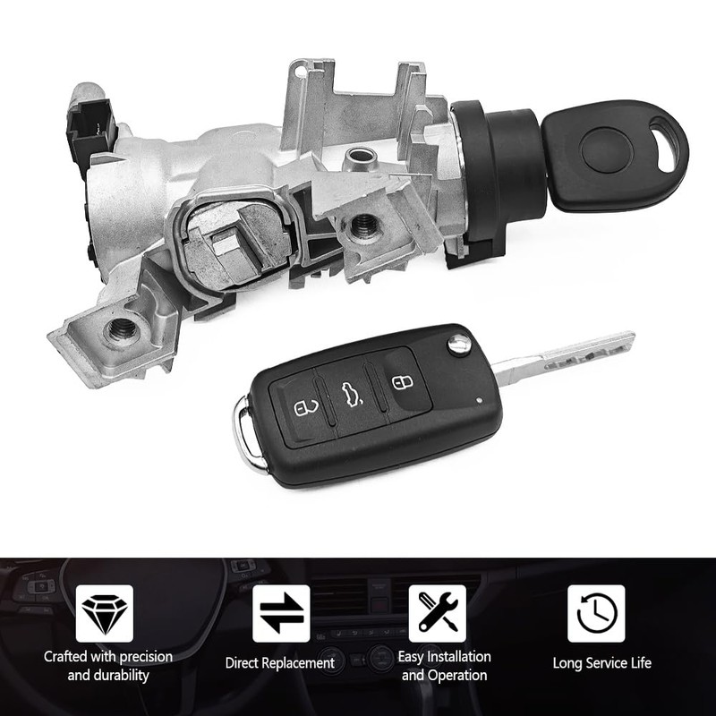 ATFOEEN 1K0905851B Ignition Switch Lock Cylinder with Key Compatible with