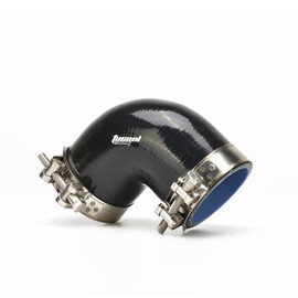 Tucool Racing Acoplador de codo universal de 4 capas de alto rendimiento de 90 grados, manguera de silicona de 70 mm para turbo, intercooler, tubería de admisión, longitud de 102 mm de grosor, 5 mm con abrazadera de tornillo en T (negro, 70 mm)