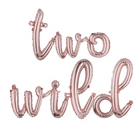 Two Wild Letter Script Balloons | 16" Birthday Party Decor, Baby Toddler Birthday, Jungle Party,Troubled Twos. Safari Birthday