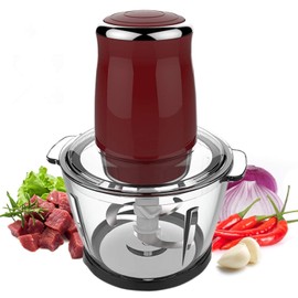Electric Meat Grinder 1L Glass Bowl Mincer Blender Chopper Food Processor for Meat Vegetable Fruit 500W Powerful Motor 4 Sharp Stainless Steel Blades
