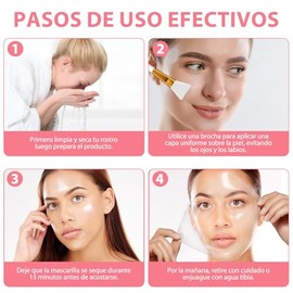 Mascarilla de Colageno, Paquete De Mascarilla Facial Peel Off Envoltura De Colágeno Durante La Noche, Hidratación Profunda, Reduce la Flacidez y Opaci