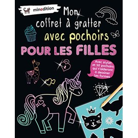 Mon coffret à gratter avec pochoirs - Filles