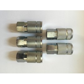Quantity 5 - REPLACEMENT Amflo C2 Air Hose Quick Disconnect Coupler, Type C, 1/4" FNPT, Steel