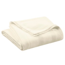 King Size 100% Cotton Blanket | Super Soft Breathable Lightweight Throw Blanket | All-Season Knit Blanket | Versatile Hotel Luxury | Easy Care | Oeko-Tex Certified | Ivory