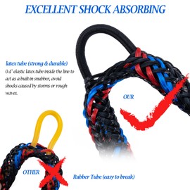 Boat Anchor Bungee Dock Line - PWC Buddy Rope Stretches 14-27ft for Jet Ski, Kayak, Quick Docking with Stainless Steel Clip, Built-in Snubber