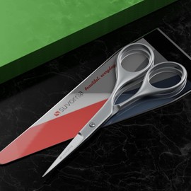 Tijeras pequeñas Suvorna para barba, bigote, vello facial, nariz, cejas y orejas. Fabricadas con acero inoxidable de 4,5" para barberos, profesionales y usuarios domésticos.