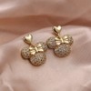 Kokoma Cute Dangle Mouse Stud Earrings 14K Gold Plated Rhinestone