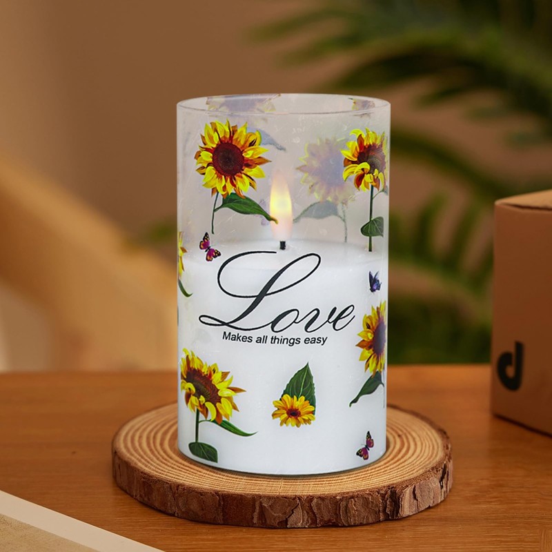 Eldnacele Glass Flameless Candles with Remote and Timer, Battery Operated
