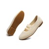 DEXJEWU Women’s Ballet Flats Knit Mary Jane Flat Comfort Walking Slip-on Dressy Work Driving Shoes with Straps, A Beige, 10 US