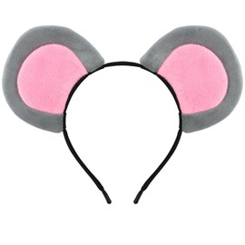Tihebax Mouse Ears Headband Gray Mouse Ears Thin Rat Ears Headbands for Adult Women Girls Rat Costumes Accessories Fuzzy Mouse Ears for Cosplay, Parties