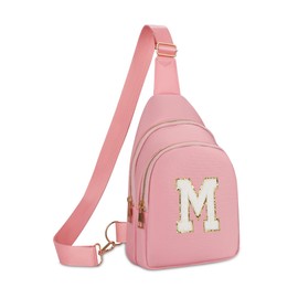 Fanny Pack Birthday Gifts for 8 9 10 11 12 13 14 Year Old Girl, Small Initial Sling Belt Bag Crossbody Bags for Girls Women Pink M