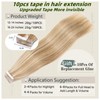 Benehair Tape in Hair Extensions Real Human Hairs #12P613 Golden