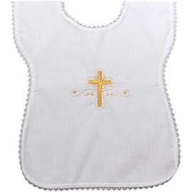 Camicia da battesimo Unisex, Vestina Made in Italy, Ricamata a Mano,Taglia Unica (Ricamo Croce)