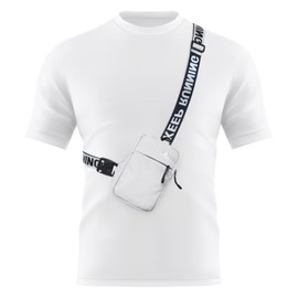 Peicees Mini Crossbody Sling Bag Chest Bag Dual Pocket Water Resistant Fanny Pack Running Phone Holder for Men Women Workout Travel, White