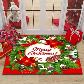 Christmas Doormat, Christmas Mats, Christmas Rug Mats, Christmas Home Door Mats, Non-Slip Washable Christmas Rug, Doormat for Living Room, Bedroom, Bathroom, Kitchen
