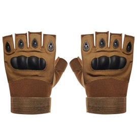 BaHoki Essentials Fingerless Training Gloves - Neoprene Material with Non Slip Fabric Palm Grip - Climbing Gloves (Tan, X-Large)