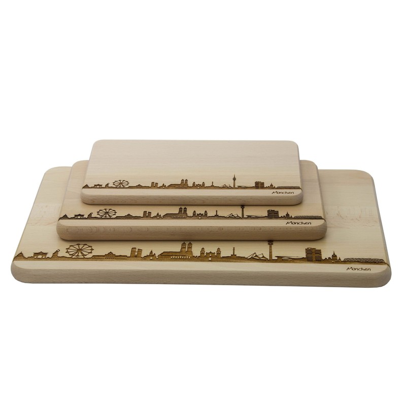 Brotzeitbrett München Skyline | Beech Breakfast Board | Wooden Chopping