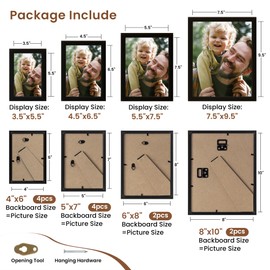 Heimlove Black Collage Picture Frames Set of 12,Two 8x10,Two 6x8, Four 5x7,Four 4x6 Photo Frames,Gallery Wall Frame Set for Wall Mount or Tabletop Display