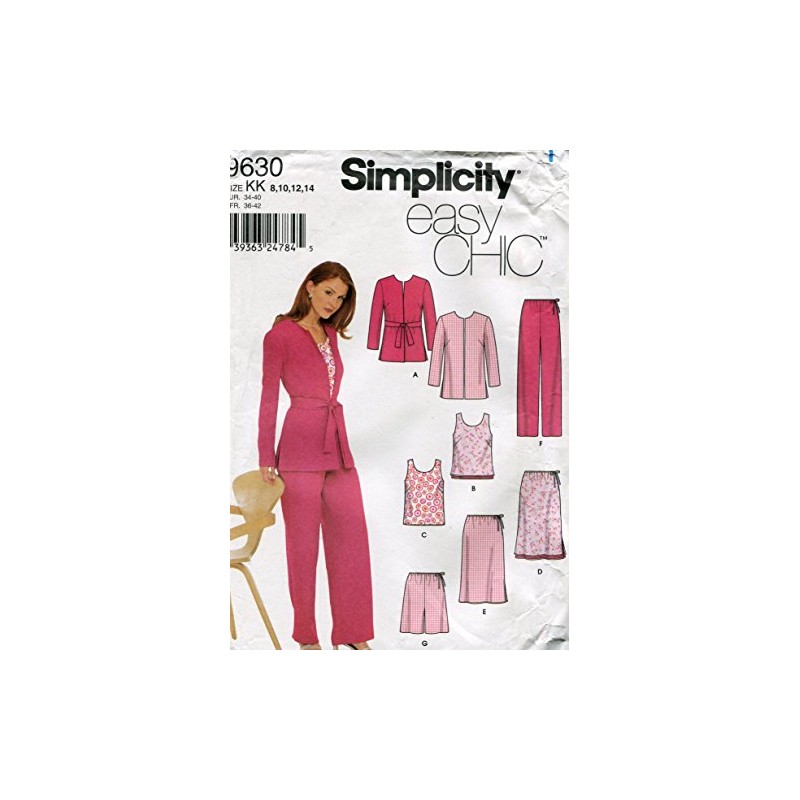 Simplicity Easy Chic Pattern 9630 ~ Misses' Lined Jacket, Top,