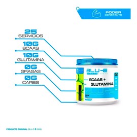 Bcaas  Glutamina Blu-e 500g 25 Servicios Varios Sabores