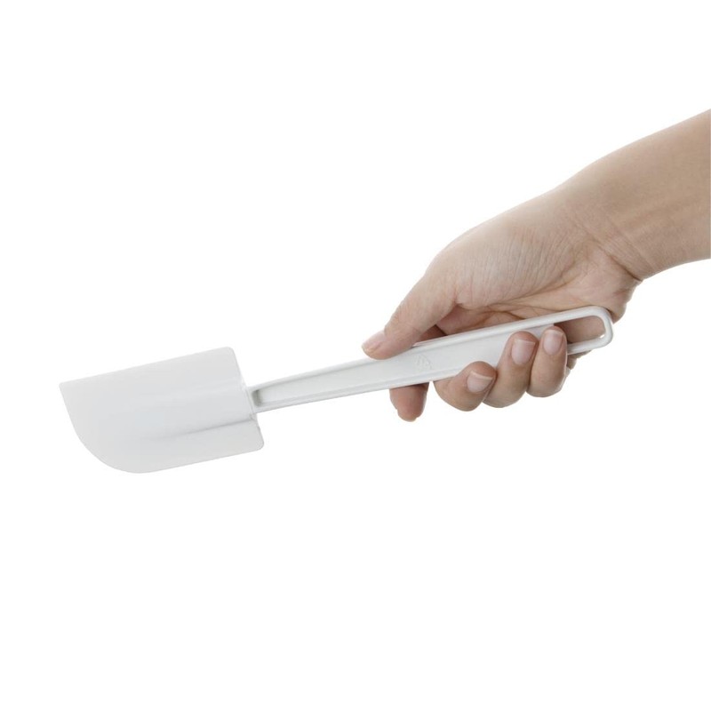 Vogue Rubber Ended Spatula 25.5 cm/10 inch, White, ABS Handle