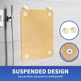 4 Hole Wall Mounted Mat, Loofah Shower Mat,Loofah Bath Mats for Shower,Non Slip Bath Mat,Anti Slip Shower Mat,Fast Drying Bath Mats,for Tub,Floor, Bathroom, Home, Kitchen, Hotel (Beige, 24 * 36in)