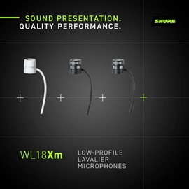 Shure WL183M Professional Low-Profile Lavalier Microphone - Omnidirectional Condenser Lav Mic with TA4F Termination, includes Pouch, Tie Clip & Snap-Fit Windscreen - White (WL183MW/O-TQG)