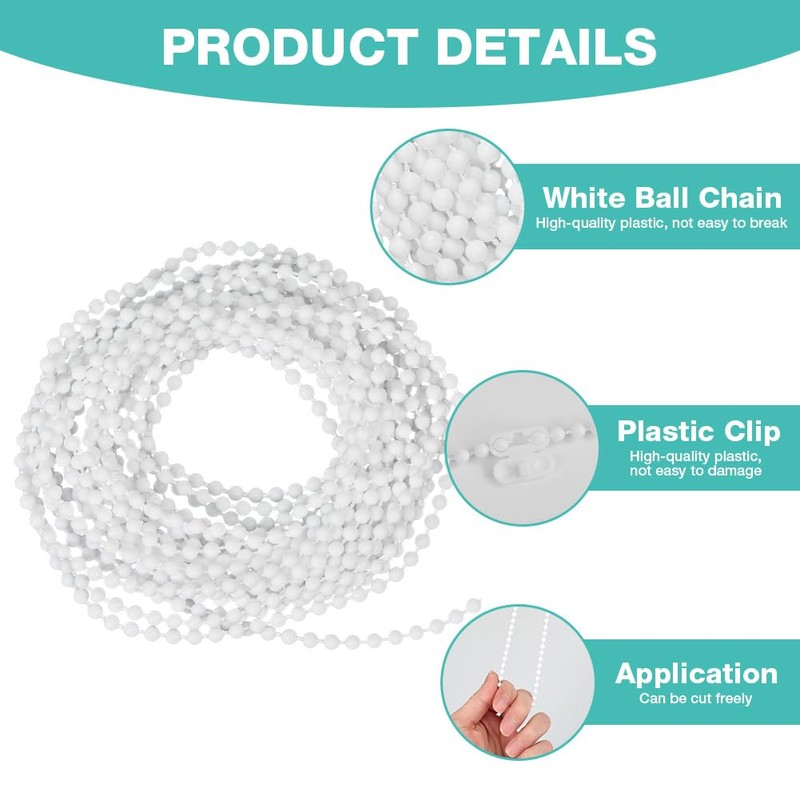 HOTUT Roller Blind Chain Replacement Chain, 6 m Continuous Chain