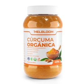 MELBLOOM | Cúrcuma Orgánica en Polvo | 400g | 100% Pura y Natural | Sin Azúcar y Sin Gluten | Apta para Dieta Vegana, Keto & Kosher | Producto Premium | Sin Aditivos