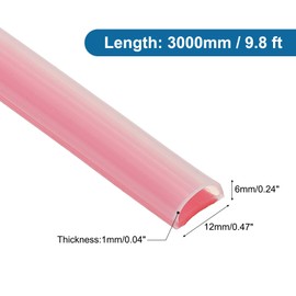 PATIKIL Silicone Weather Stripping Door Seal, 9.8 ft D Shape Weather Stripping Self Adhesive Door Seal Strip for Door Frame, Window Sealing, Large Gap, 0.47" Wx0.04 Tx0.24 H, Clear/Red