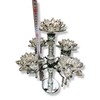 Crushed Diamond CandleHolder Silver Crystals Filled 5 Flower Tier Romany