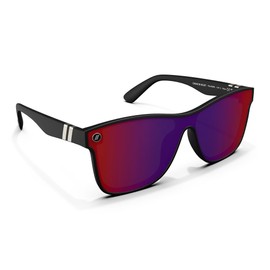 Blenders Eyewear Millenia X2 – Polarized Sunglasses – Flat, Mirrored Lens, Tough Frames – 100% UV Protection – for Men & Women – Crimson Night