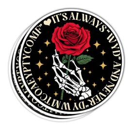(3pcs) Its Always WYD and Never DYWMTCOAEYPTYCOMF Sticker, Skeleton Hand Rose Book Stickers, Never Send Roses Sleep Token Sticker- Vinyl Stickers 3'' for Laptop Water Bottle Phone Car Window Helmet